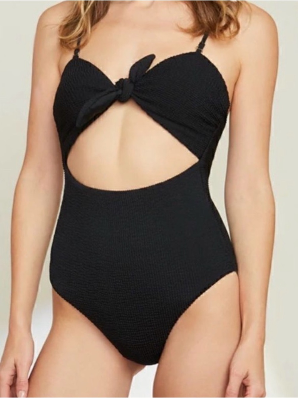 Veronica Beard Black One-Piece Knot Cutout Swimsuit